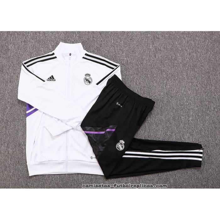 Chandal de Chaqueta del Real Madrid Nino 2022-2023 Blanco y Purpura